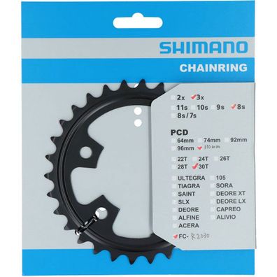 Shimano Kettenblätter CLARIS FC-R2030 30 Zähne NC 74mm Stahl schwarz Fahrrad