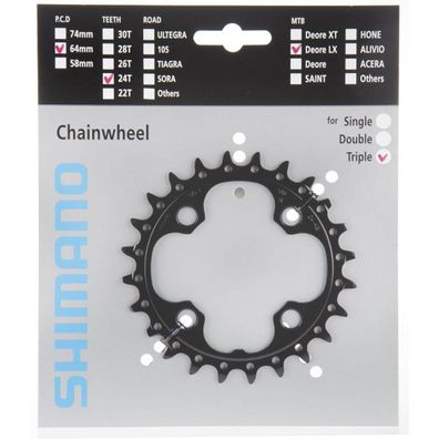 Shimano Kettenblätter SLX FC-M660-10 24 Zähne AE 64mm Stahl schwarz Fahrrad