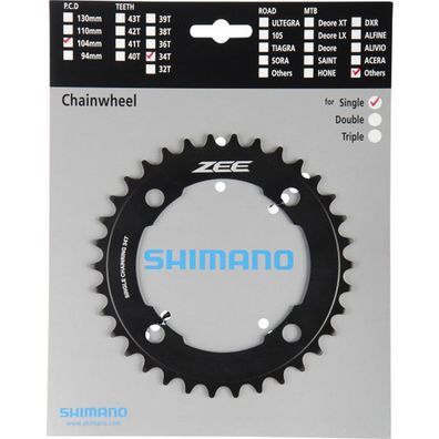 Shimano Kettenblätter ZEE FC-M640 34 Zähne 104mm Aluminium schwarz Fahrrad