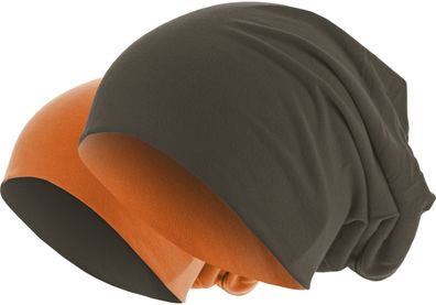 MSTRDS Beanie Jersey Beanie reversible Chocolate/Orange