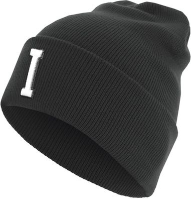 MSTRDS Beanie Letter Cuff Knit Beanie Black