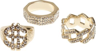 Urban Classics Dollar Ring 3-Pack Gold