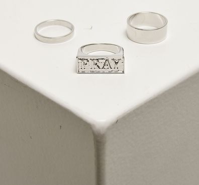 Mister Tee Ring Pray Ring Set Silver