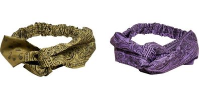 Urban Classics Bandana Print Headband 2-Pack Lilac/Olive