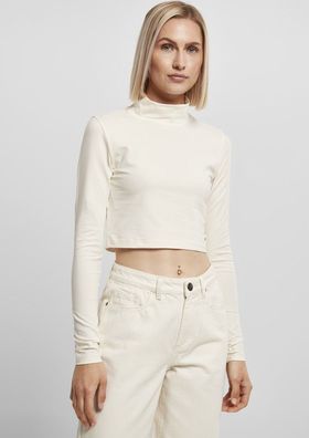 Urban Classics Damen Ladies Organic Cropped Turtelneck Longsleeve Whitesand