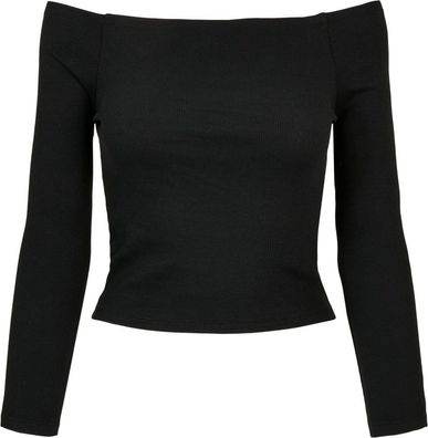 Urban Classics Damen Ladies Off Shoulder Rib Longsleeve Black