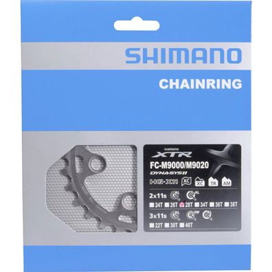 Shimano Kettenblätter XTR FC-M9000/M9020 2-fach 28 Zähne AW 64mm Aluminium