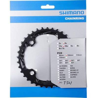 Shimano Kettenblätter Trekking FC-T521 36 Zähne AL 104mm Aluminium schwarz