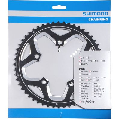 Shimano Kettenblätter FC-RS500 52 Zähne 110mm Aluminium schwarz Fahrrad