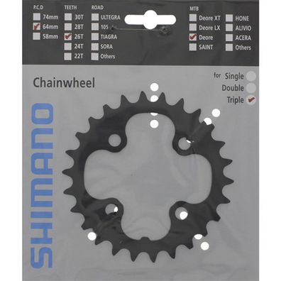 Shimano Kettenblätter DEORE FC-M590 26 Zähne 64mm Stahl schwarz Fahrrad