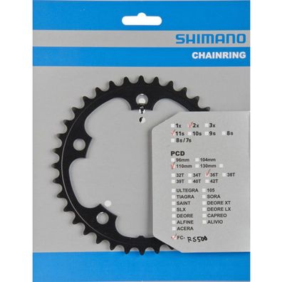 Shimano Kettenblätter FC-RS500 36 Zähne 110mm Aluminium schwarz Fahrrad