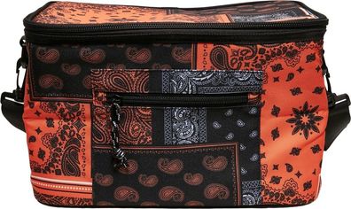 Urban Classics Bandana Patchwork Print Cooling Bag Black/Orange