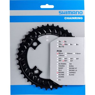 Shimano Kettenblätter DEORE FC-M6000-3 40 Zähne AN 96mm Aluminium schwarz
