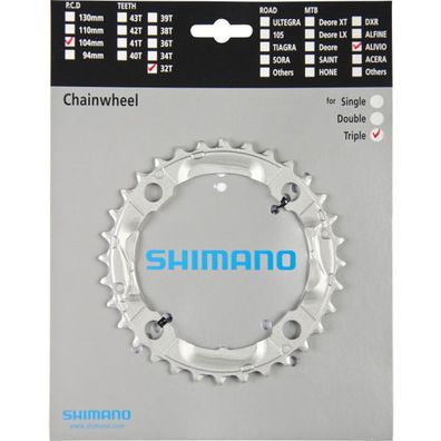 Shimano Kettenblätter ALIVIO FC-M430 32 Zähne 104mm Stahl silber Fahrrad