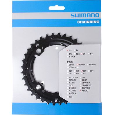 Shimano Kettenblätter FC-M4000/M4050 36 Zähne AC 104mm Stahl schwarz Fahrrad