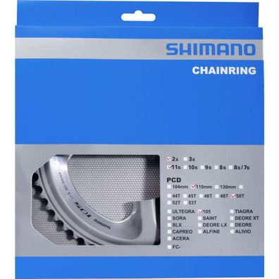 Shimano Kettenblätter 105 FC-5800 50Z. MA 110mm Alu/Glasfaser Kunststoff silber