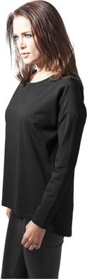 Urban Classics Damen Pullover Ladies Oversize Chiffon Crew Black