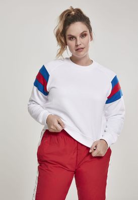 Urban Classics Damen Pullover Ladies Sleeve Stripe Crew White/Brightblue/Firered