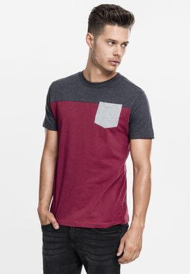 Urban Classics T-Shirt 3-Tone Pocket Tee Burgundy/Cha/Grey