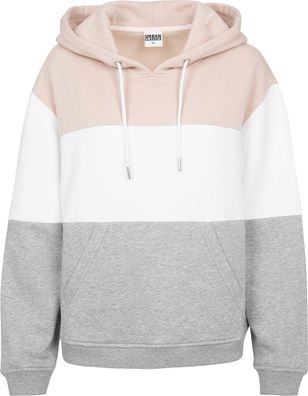 Urban Classics Kinder Hoodie Girls Oversize 3-Tone Hoody Lightrose/White/Grey