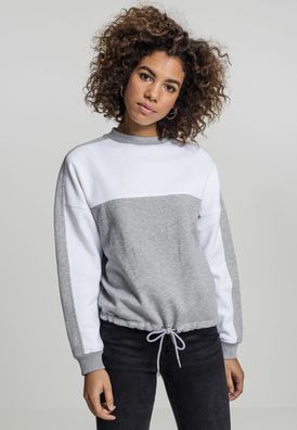 Urban Classics Damen Pullover Ladies Oversize 2-Tone Stripe Crew Grey/White