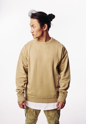 Urban Classics Pullover Oversized Open Edge Crew Warm Sand