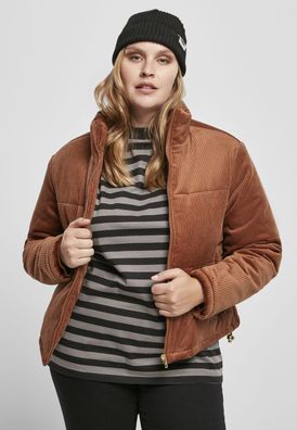 Urban Classics Damen Winterjacke Ladies Corduroy Puffer Jacket Toffee