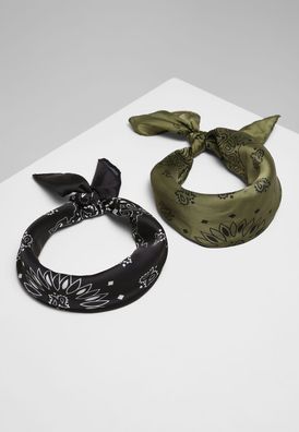 Urban Classics Halstuch Satin Bandana 2-Pack Black/Olive