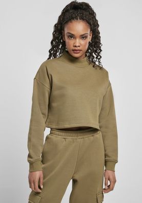 Urban Classics Damen Sweatshirt Ladies Cropped Oversized Sweat High Neck Crew Tini