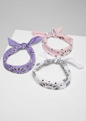 Urban Classics Halstuch Multicolor Bandana 3-Pack Violet+White+Rose