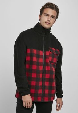 Urban Classics Jacke Patterned Polar Fleece Track Jacket Black/Redcheck