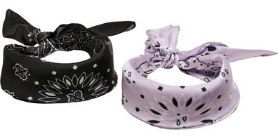 Urban Classics Satin Bandana 2-Pack Black/Lilac