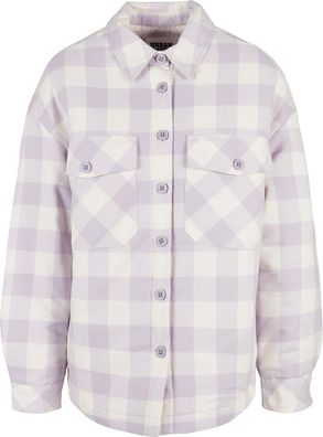 Urban Classics Damen Ladies Flanell Padded Overshirt Whitesand/Softlilac