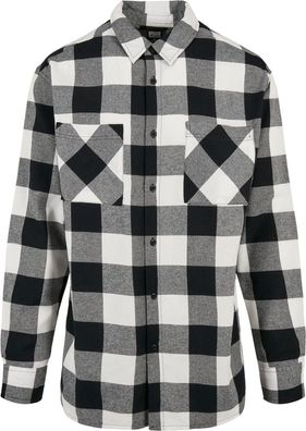 Urban Classics Long Oversized Checked Shirt Black/White