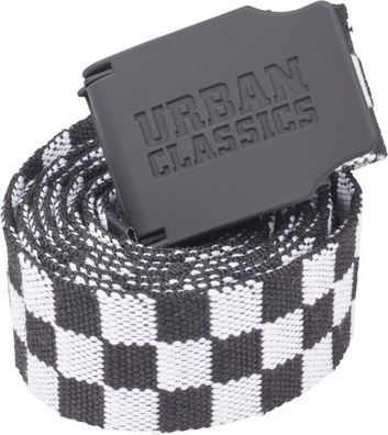 Urban Classics Gürtel UC Canvas Belt Checkerboard 150cm Black/White