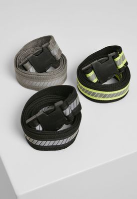 Urban Classics Gürtel Reflective Belt 3-Pack Black/Neonyellow/Silv-Black-Grey