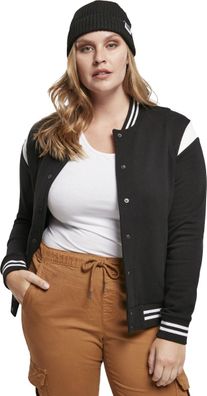 Urban Classics Damen Jacke Ladies Organic Inset College Sweat Jacket Black/White