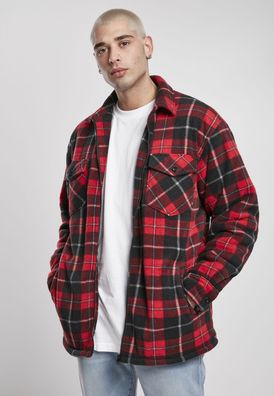 Urban Classics Jacke Plaid Teddy Lined Shirt Jacket Red/Black