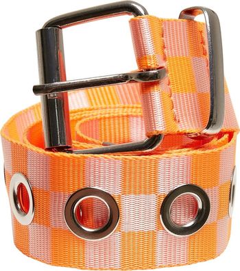 Urban Classics Checker Belt With Eyelets Neonorange/White