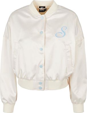 Starter Black Label Damen Ladies Satin College Jacket Palewhite