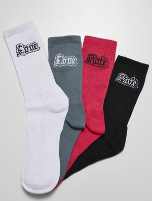 Mister Tee Love Hate Socks 4-Pack Multicolor