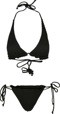 Urban Classics Damen Ladies Rib Babylock Triangle Bikini Black