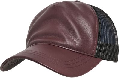 Flexfit Cap Leather Trucker Maroon/Black