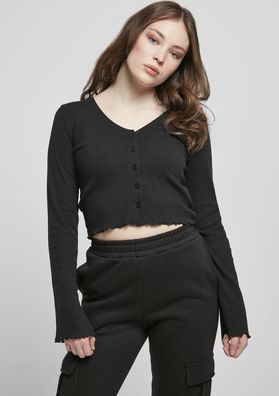 Urban Classics Damen Cardigan Ladies Cropped Rib Cardigan Black