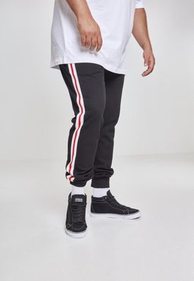 Urban Classics Hose 3-Tone Side Stripe Terry Pants Black/White/Firered