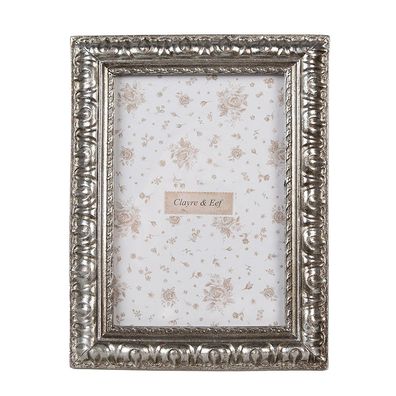 Clayre & Eef Bilderrahmen 10x15 cm Silberfarbig Kunststoff Glas