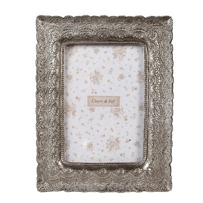 Clayre & Eef Bilderrahmen 10x15 cm Silberfarbig Kunststoff Glas