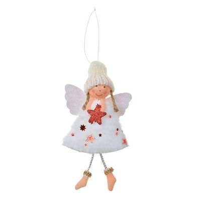 Clayre & Eef Weihnachtsanhänger Engel 15 cm Weiß Synthetisch (Gr. 8x3x15 cm)