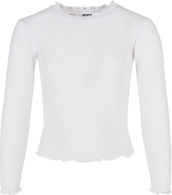 Urban Classics Mädchen Girls Short Rib Longsleeve White