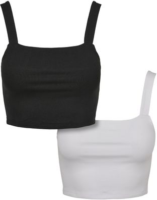 Urban Classics Female Shirt Ladies Cropped Top 2-Pack Black/White